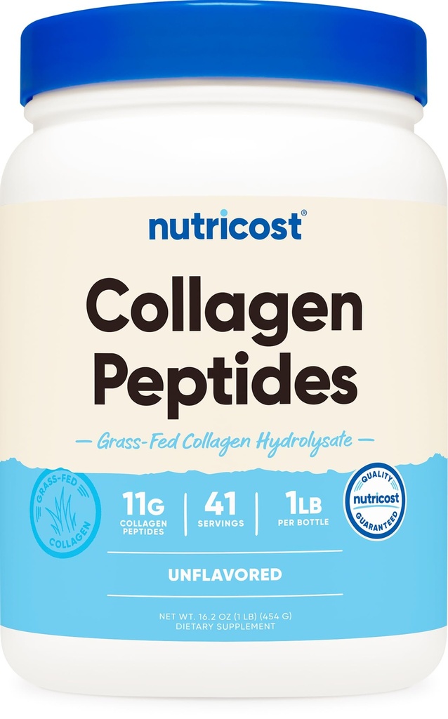 Nutricost Collagen Peptides Powder 1LB (454 G) - Ruohorehu Naudan kollageenihydrolysaatti (Ei maustettu)