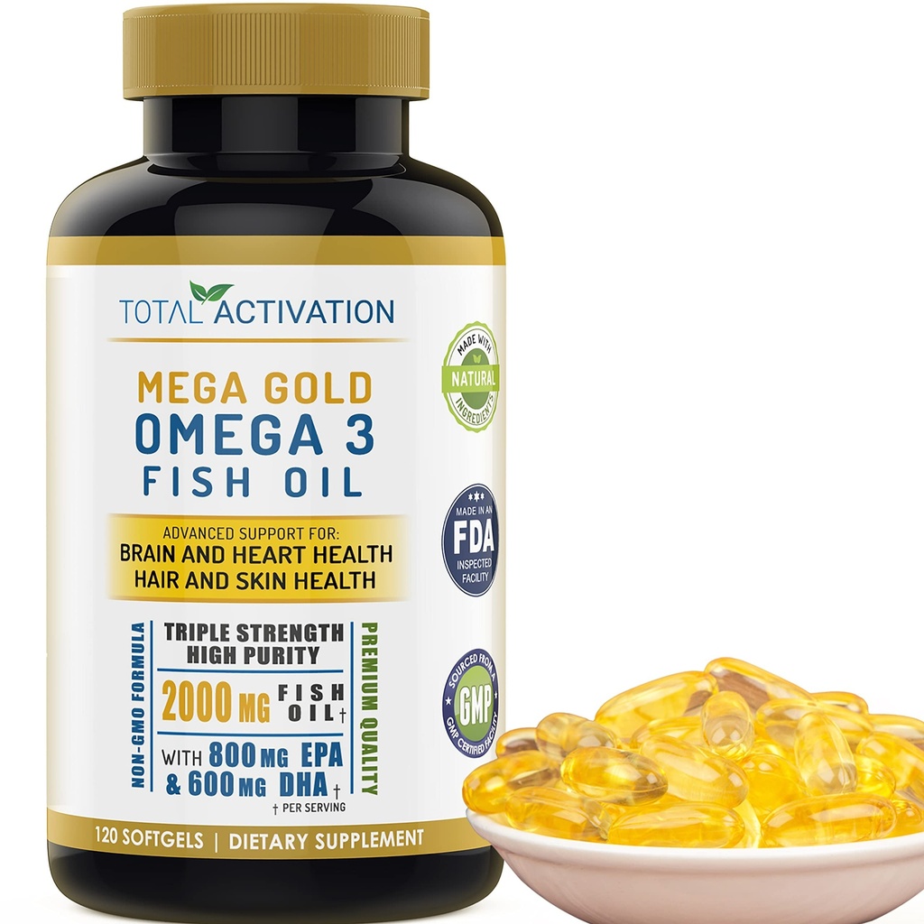 Omega 3 Fish Oil täydennysosa 2000mg EPA DHA & E-vitamiini ...
