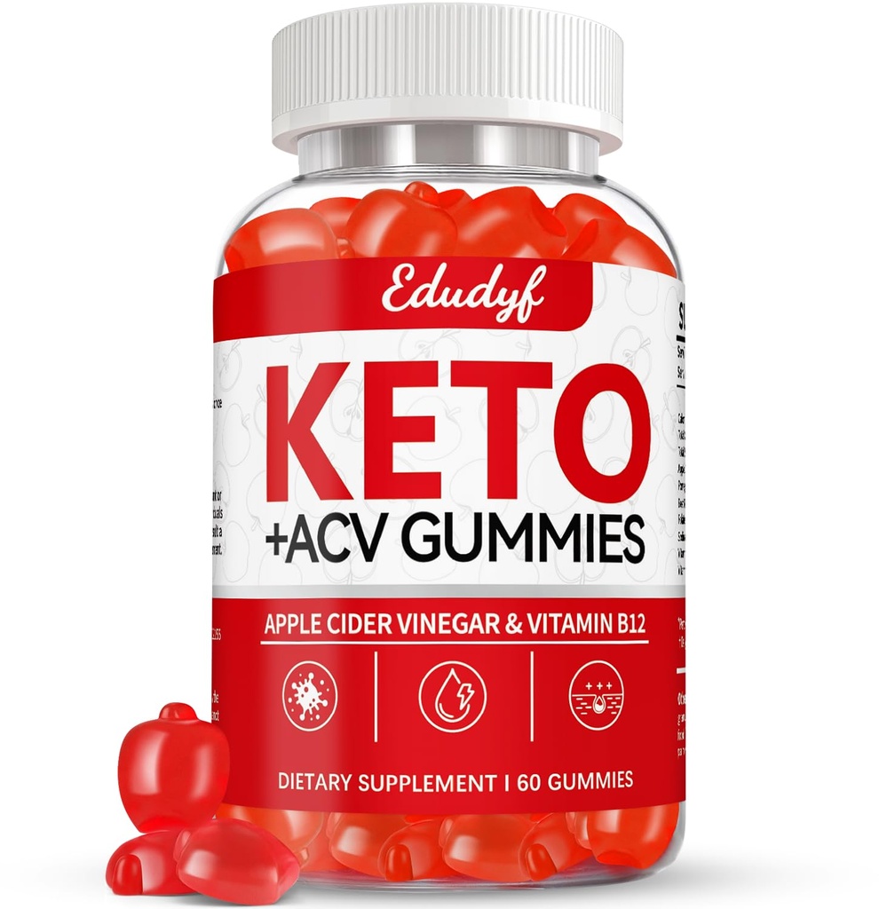 Keto ACV Gummies - 60 kreivin gluteeniton, liivate-vapaa omena siideri Viinietikka Gumies with B12 for Keto Support, kasvissyöjä, ainutlaatuinen maku, kätevä pullollinen täydentää miehille ja naisille