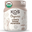 KOS Organic Lion's Mane Powder - Naturlig Nootropic Superfood - Vegan Functional Mushroom, Plant Based, USDA Certified, Non-GMO, Soy & Gluten-Free - 104 portioner