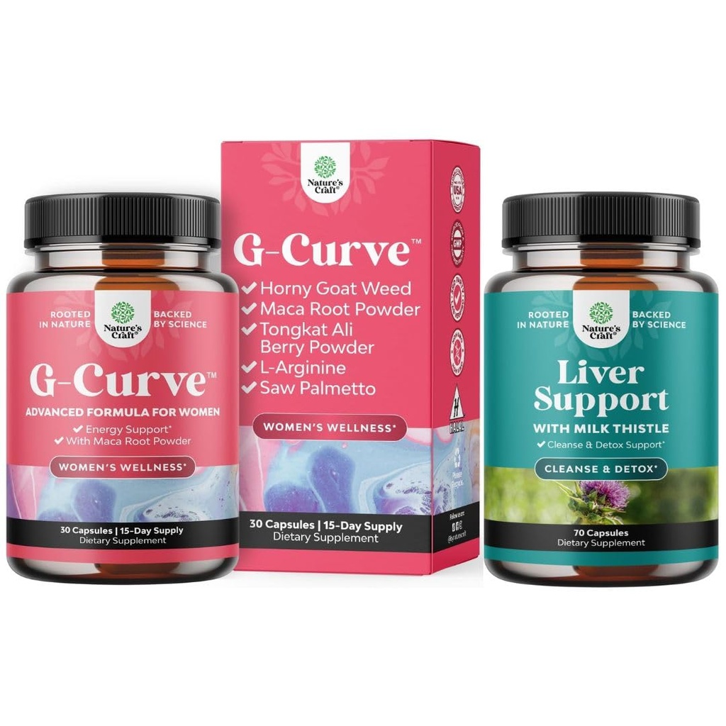 Bundle of G Curve Horny Goat Weed for Women - Enhanced Energy Mood Performance ja Herbal Liver Support Milk Thistle täydentää voikukan juuri, koliini, Beetroot & Artisokkauute