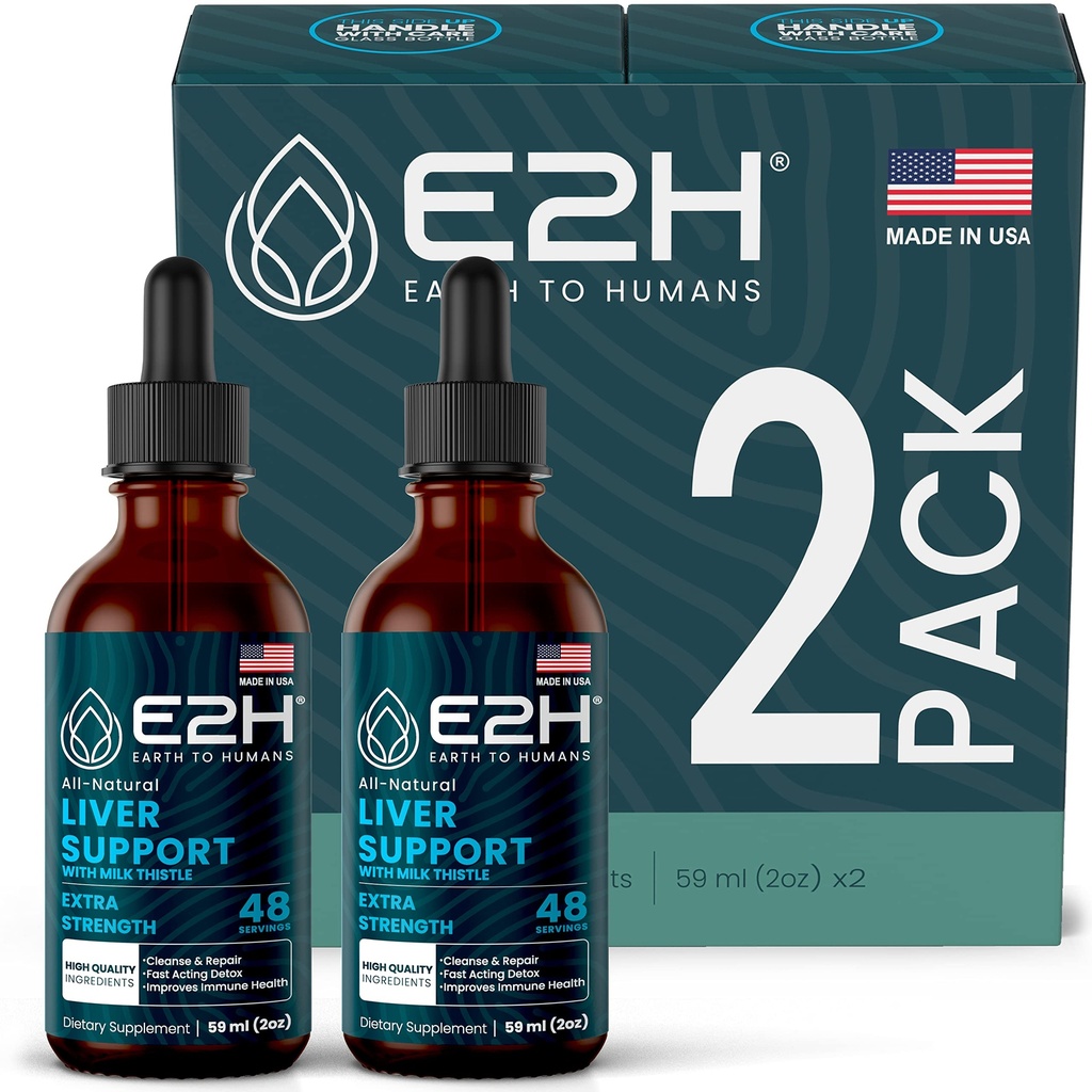 E2H Maksa tuki täydentää maito Thistle - Maksan Health Formula - Artisokkauute, Voikukan juuri, Chanca Piedra, ja enemmän - Absorbentti nestemäinen Formula (2 pullot)