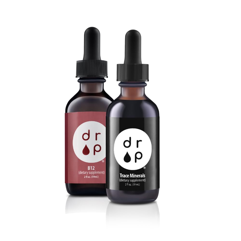 Drop täydentää Organic Trace Minerals Elektrolyytti drops ja B12 2500 mcg 2 oz Liquid Drops Bundle