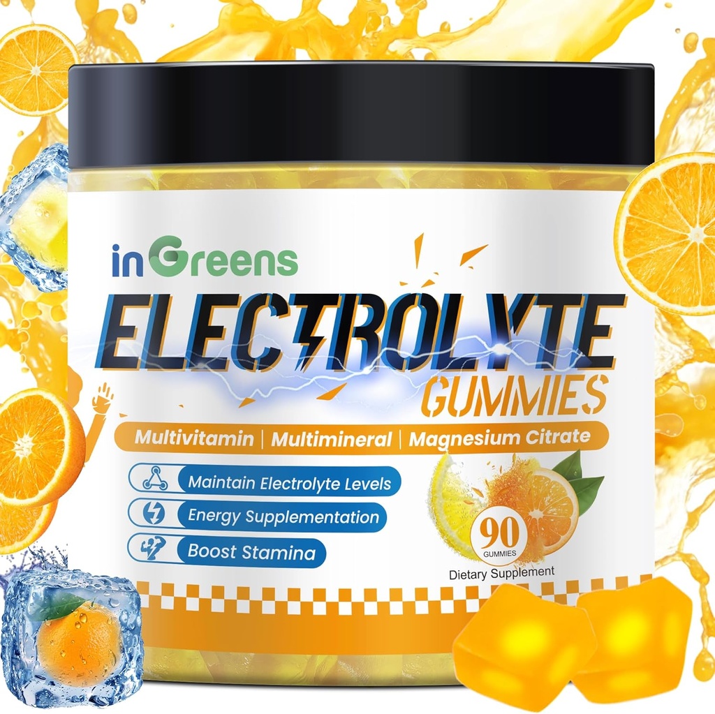 Natural Electrolyte Gummies 6 Essential Elektrolytes - Sisältää vitamiineja, magnesiumia, Electrolytes, Runners, Endurance Sports, Hydration Electrolyte Chews - 90 Gummies