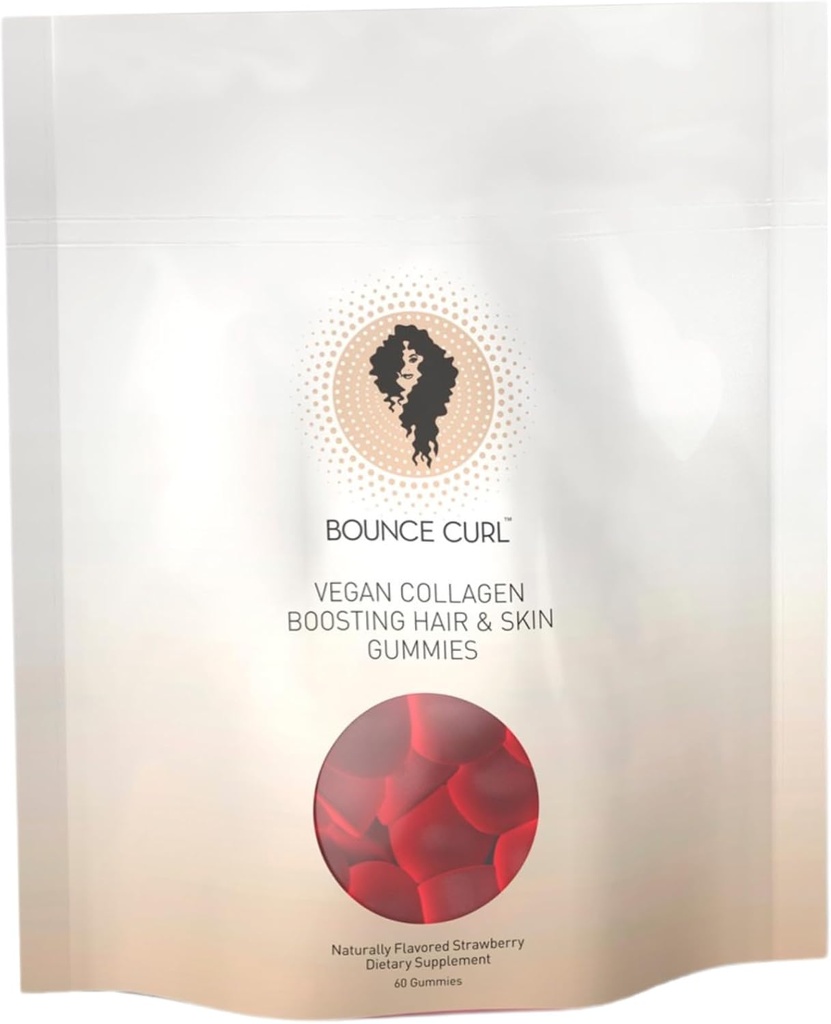 Bounce Curl Vegan Collagen Boosting hiukset, iho & kynnet Gummies, 60 mansikka Gummy