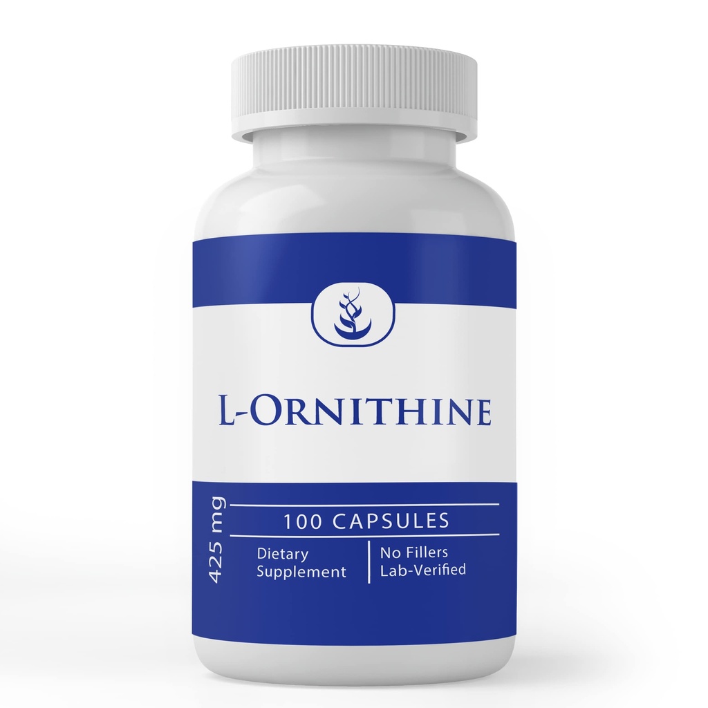 Rena originalingredienser L-Ornithine (100 kapslar) Alltid rena, inga tillsatser eller filter, Lab Verified