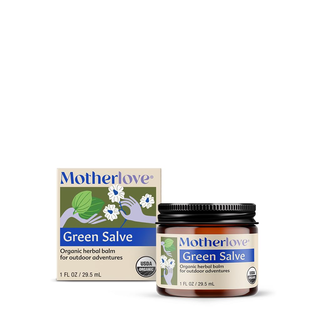 Motherlove Green Salve (1 oz) Perheystävällinen ulkoseikkailu Voide Soothe Skin - USDA Organic