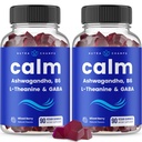 NutraChamps Calm Gummies, Stressi Gummies täydentää Ashwagandha, L-Theanine, GABA, B6-vitamiinia ja sitruunan balsamia, 90 Gummies (paketti 2)