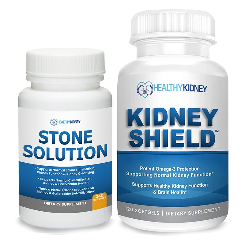Stone Solution Kapselit- Luonnollinen liuotin, Munuaisten Stone Support & Munuaisten puhdistusaine, 60 Servings + Munuaisten suoja 120 Caps Munuaiset täydentää tukea normaali munuaistoiminta ja tukea Munuaisten terveys