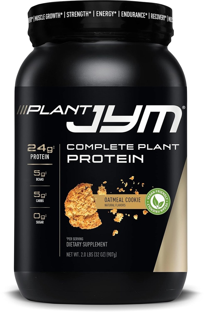 Kasvi JYM Kaurapuuro Cookie Gourmet Dairy Free Plant Protein Recovery, 5g BCAA, Laktoositon, Gluteeniton miehille ja naisille 2lbs