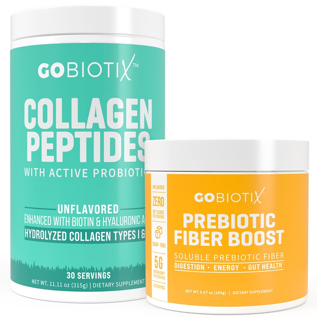 GOBIOTIX Kuitu & Collagen Bundle: hiukset, iho, Gut Support - 30 Palvelee Collagen, 35 Palvelee kuitua