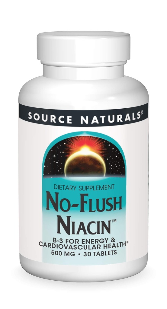 Lähde Naturals No-Flush Niacin, B-3 Energy & Cardiovascular Health* 500 mg - 30 tablettia