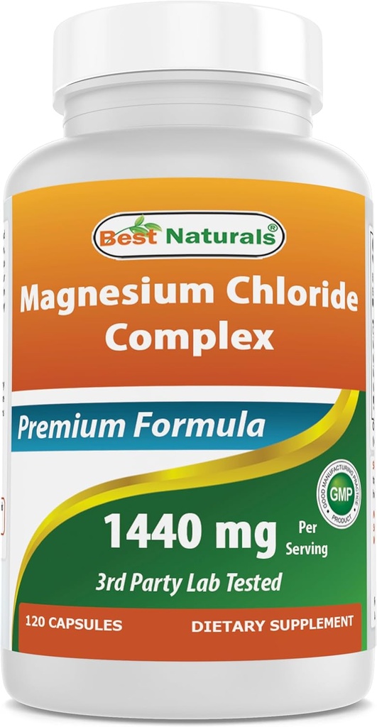Best Naturals Magnesiumkloridi (Cloruro De Magnesio) Complex 1440 mg per tarjoilu - 120 kapselia