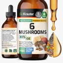 BIO KRAUTER 6 Sienet täydennysosa 6-in-1 - Lions Mane, Shiitake,Turkki Tail, Cordyceps, Reishi & Chaga Liquid Extract - sieni Complex Tincture - Vegan Drops 4 Fl.Oz.