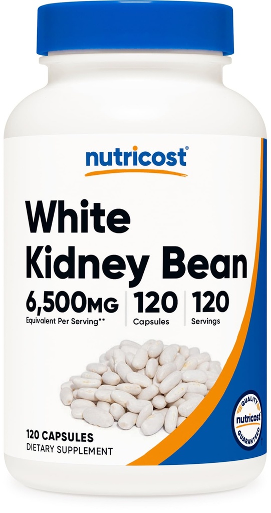 Nutricost White Kidney Beans Capsules 6.500mg Equivalent, 120 kapslar - Vegetariska Caps, Gluten Free och GMO Free