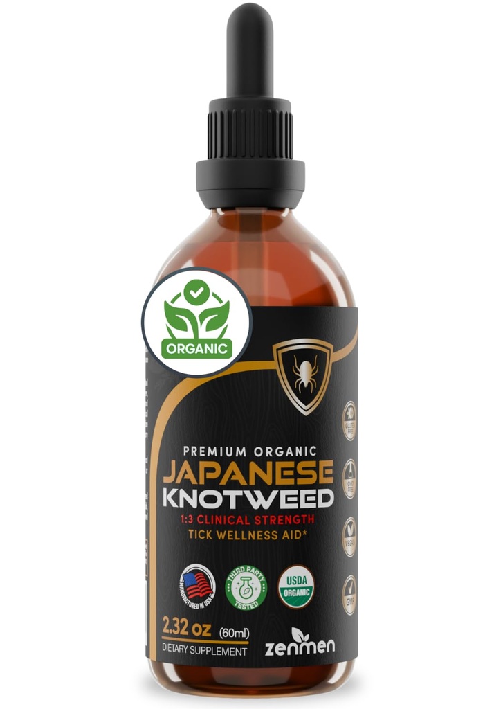 Zenmen Japanese Knotweed Premium Resveratrol USDA 3rd Party Testattu Tincture 60ml/2.32 Oz - 1:3 Kliininen vahvuussuhde - Tick Wellness Apua ja Immuuneja täydentää - Valmistettu Yhdysvalloissa