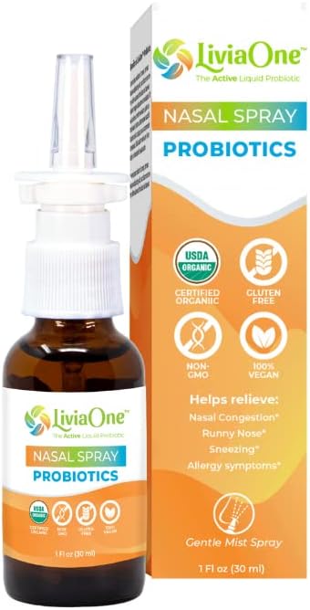LiviaOne Probiootit Nasal Spray, All-Natural Sinus Relief, Auttaa Allergies, Nasal Congestion, Runny Nenä, ja Aivastelu, 1 Fl Oz (Pakkaus 1)