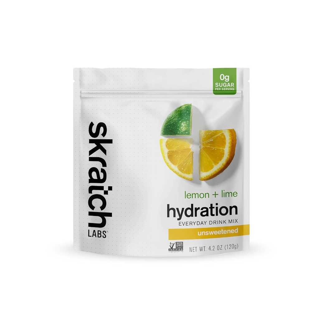 Skratch Labs Unsweetened Electrolyte Powder - Everyday Hydration - Sport Drink Mix - Sugar Free - Electrolytes Booster- Lemon + Lime - 30 portioner - Keto, Paleo, Vegan, Non-GMO