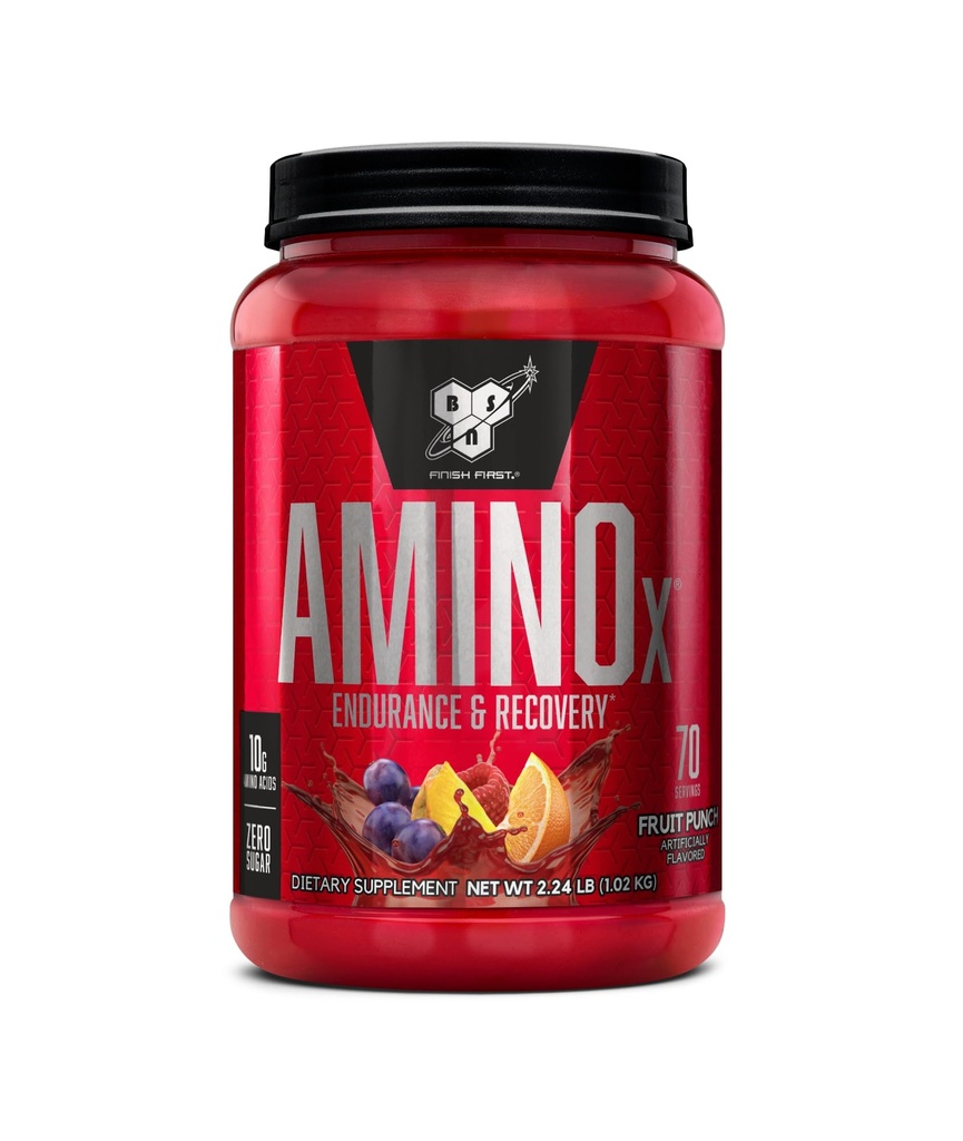 BSN Amino X lihasten Recovery & Endurance Powder kanssa BCAAs, 10 grammaa Aminohappoja, Keto Friendly, kofeiiniton, tuki kestävyyttä, nolla sokeri, hedelmän nippu, 70 annosta (Pakkaus May Vary)