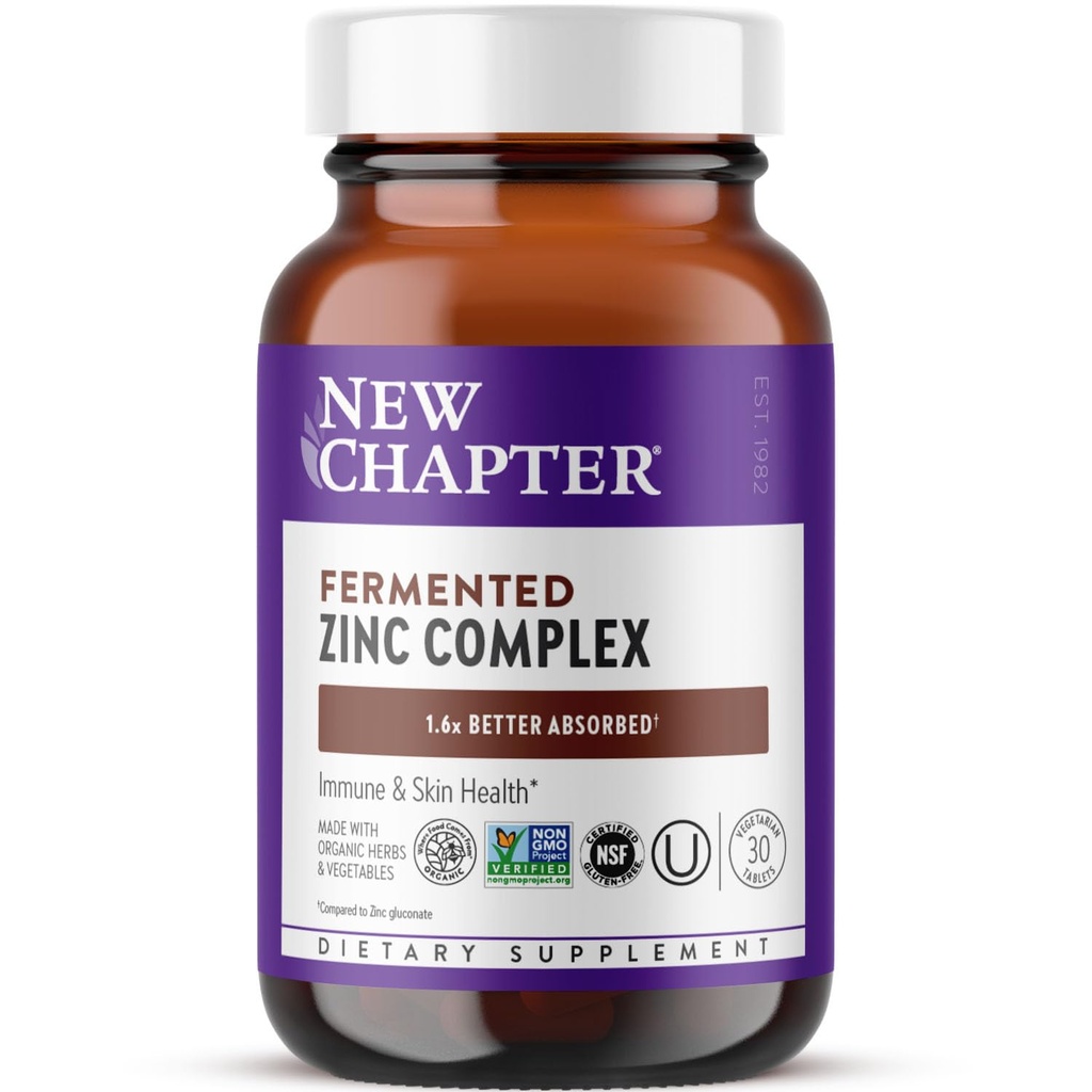 Uusi luku Sinkki täydentää, fermentoitu Sinkki Complex, ONE Päivittäin Immuuni tuki + ihon terveys, Mineraali-Balancing Formula Rich kuparia, helppo niellä & Digest, 30 Luku (1 kuukausi tarjonta)