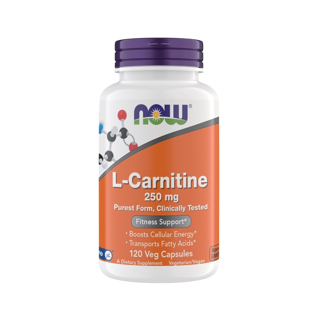 Nu Kosttillskott, L-Carnitine 250 mg, Purest Form*, Amino Acid *, Fitness Support *, Metabolic Support 120 Vegetariska kapslar, Gluten Free, Vegan, Kosher, Non-GMO