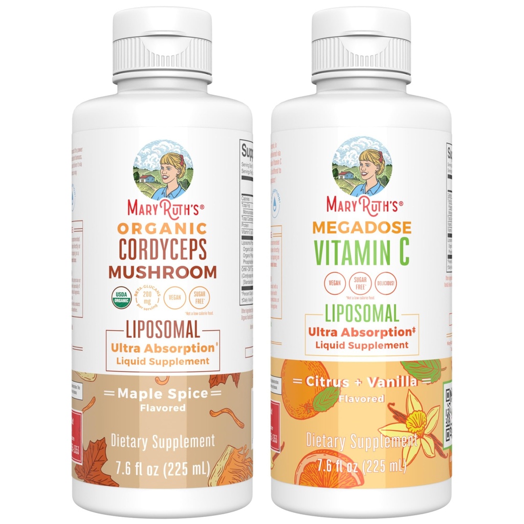 MaryRuth Organics Cordyceps Liposomal (Maple Spice) & C-vitamiini (Citrus & Vanilja)