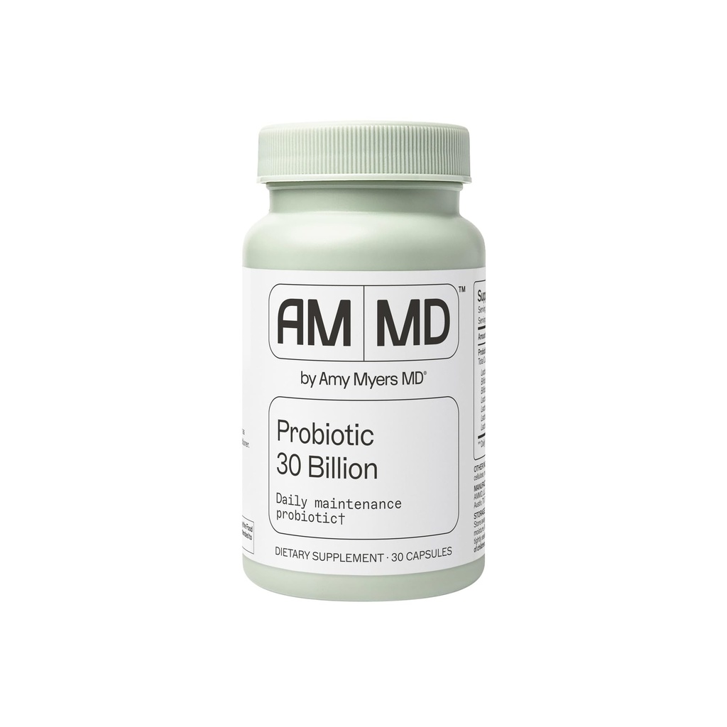 Amy Myers MD Probiotics 30 miljarder CFU - Stöder Digestive Health, Gut Microbiome & Immune Function - 14 Stammar - Dairy-Free, Gluten-Free - 30 kapslar (30 portioner)