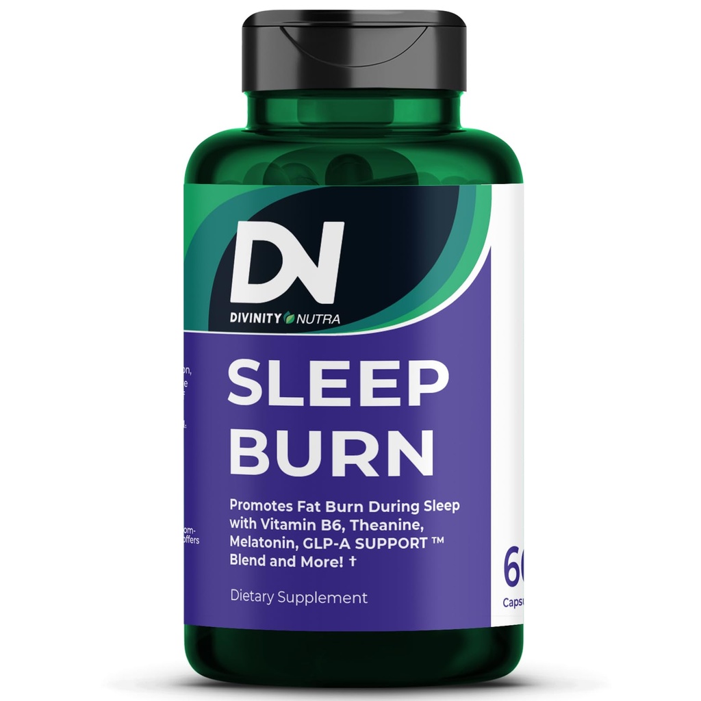Sleep Burn Night Time Fat Burner, Night Shred Fat Burner och Natural Sleep Support för män och kvinnor, Metabolism Booster med vitamin B6,L-Theanine Melatonin Astragalus Ceylon Cinnamon Berberine 60ct