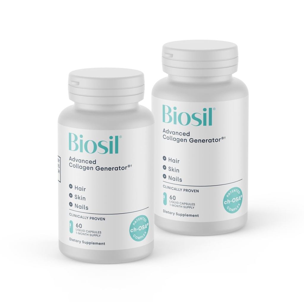 Biosil Collagen Booster Supplement - 60 nestemäistä kapselia, pakkaus 2 - Patentoitu ch-OSA Aktivoija ihon, hiusten, kynsien ja nivelten - tukee luonnon tuotantoa - 60 päivän toimitus