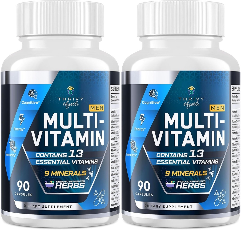 Miehet Multivitamiinit 50 Plus - Päivittäinen monivitamiini miesten fermentoitu kasviperäisiä uutteita & 43 ravintoaineet - miesten vitamiinit tukee muistia & aivot, energia, luun terveys (2 pakkaus)