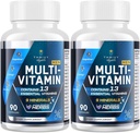Miehet Multivitamiinit 50 Plus - Päivittäinen monivitamiini miesten fermentoitu kasviperäisiä uutteita & 43 ravintoaineet - miesten vitamiinit tukee muistia & aivot, energia, luun terveys (2 pakkaus)