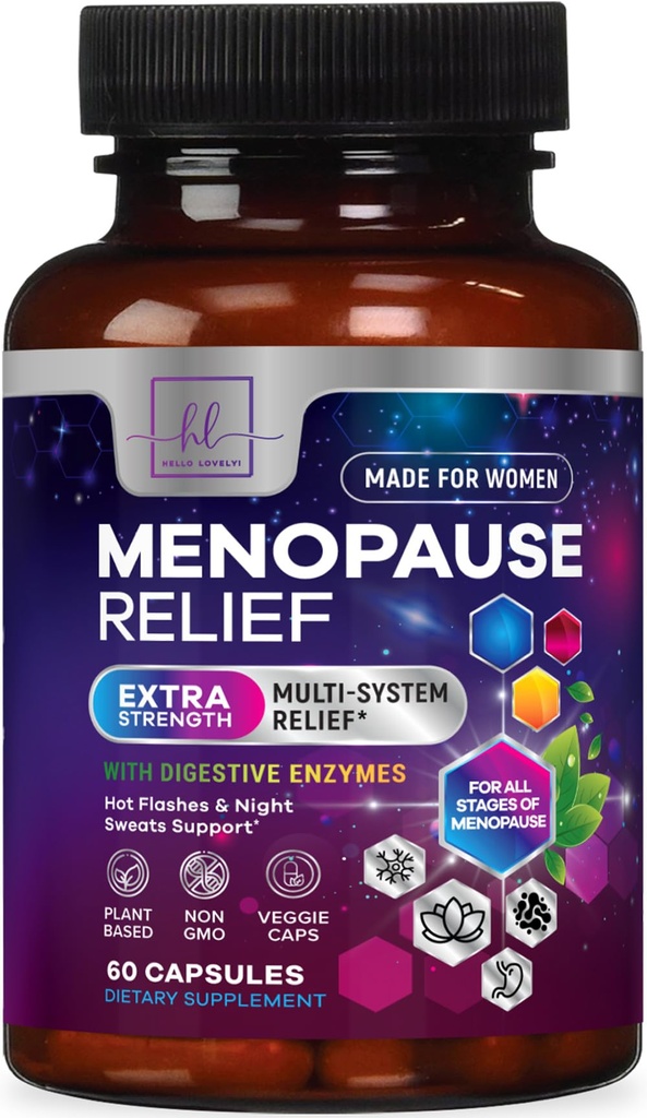 Vaihdevuodet lisäravinteet naisille Dong Quai, Chaste Berry, Black Cohosh, 8 miljardia PMY Probiootit - Hot Flash Night Sweats & Menopause Relief Probiootti emättimelle, Ruoansulatus - 60 kapselia