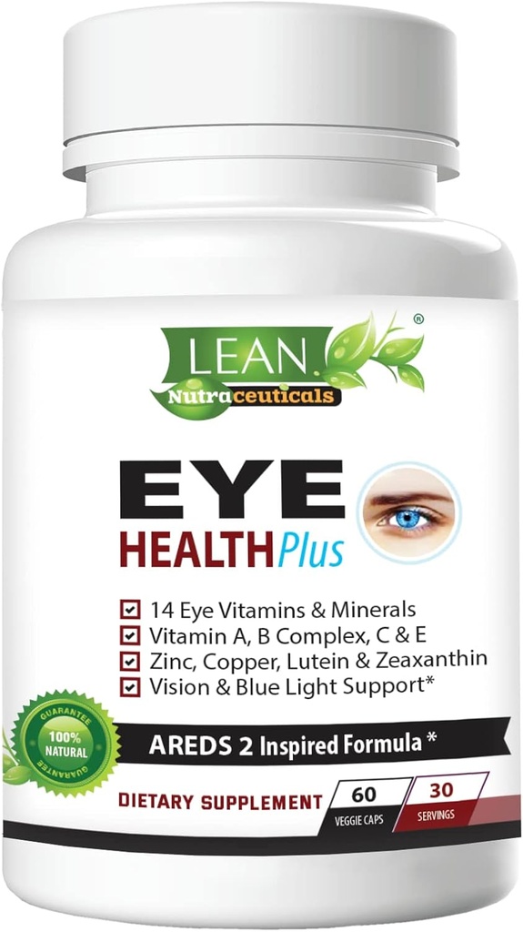 Areds 2 Eye Health Plus w/ kupari, A- vitamiini B C E, luteiini & Zeaksantiini, Quercetin, Sinkki, Bilberry Extract, Biotin - Näkeminen, kuivuus, kanta, yönäkö täydentää aikuisille 60 kapselia