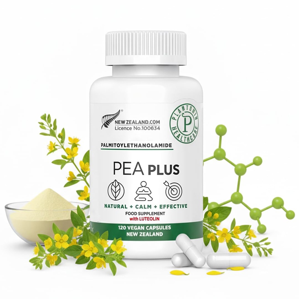 Nya Zeeland - Palmitoylethanolamide 600mg + Luteolin - Mikroniserade Pea Supplements - 120 Vegan kapslar