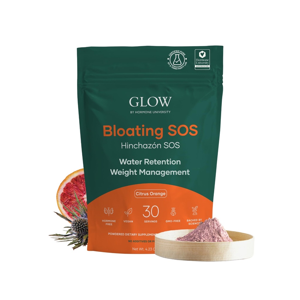 Glow Bloating SOS Drink Powder, turpoava helpotus naisille Morosil & Dgestive Enzymes, veden säilytys, aineenvaihdunta, Gut Health & Immuuni tuki, Citrus Orange - Dietitan Co- Developed