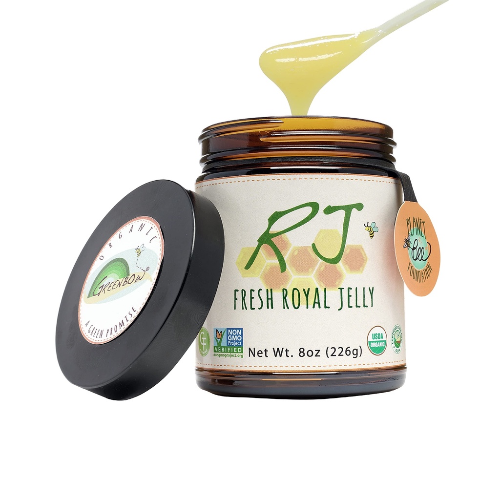 Greenbow Organic Fresh Royal Jelly - 100% USDA Certified Organic, Ei-GMO, Halal, Pure, Gluteeniton - Yksi Ravintoainepakkaus - (226 g)
