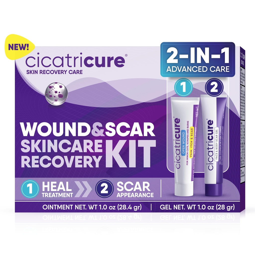 Cicatricure ihon Recovery Kit: Advanced arpi geeli & avoin haavahoito Antibiootti voide, vähentää venyttää merkkejä, kirurgiset ja akne arvet, hoito haavat ja palovammat, 1 oz Each - aikuisille ja lapsille