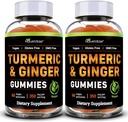 Nature Base Turmeric ja inkivääri Gummies aikuisille (2 pakkaus) - Tumeric Curcumin täydentää tukea Yhteinen terveys ja immuuni tuki - 120 Vegan Gummies