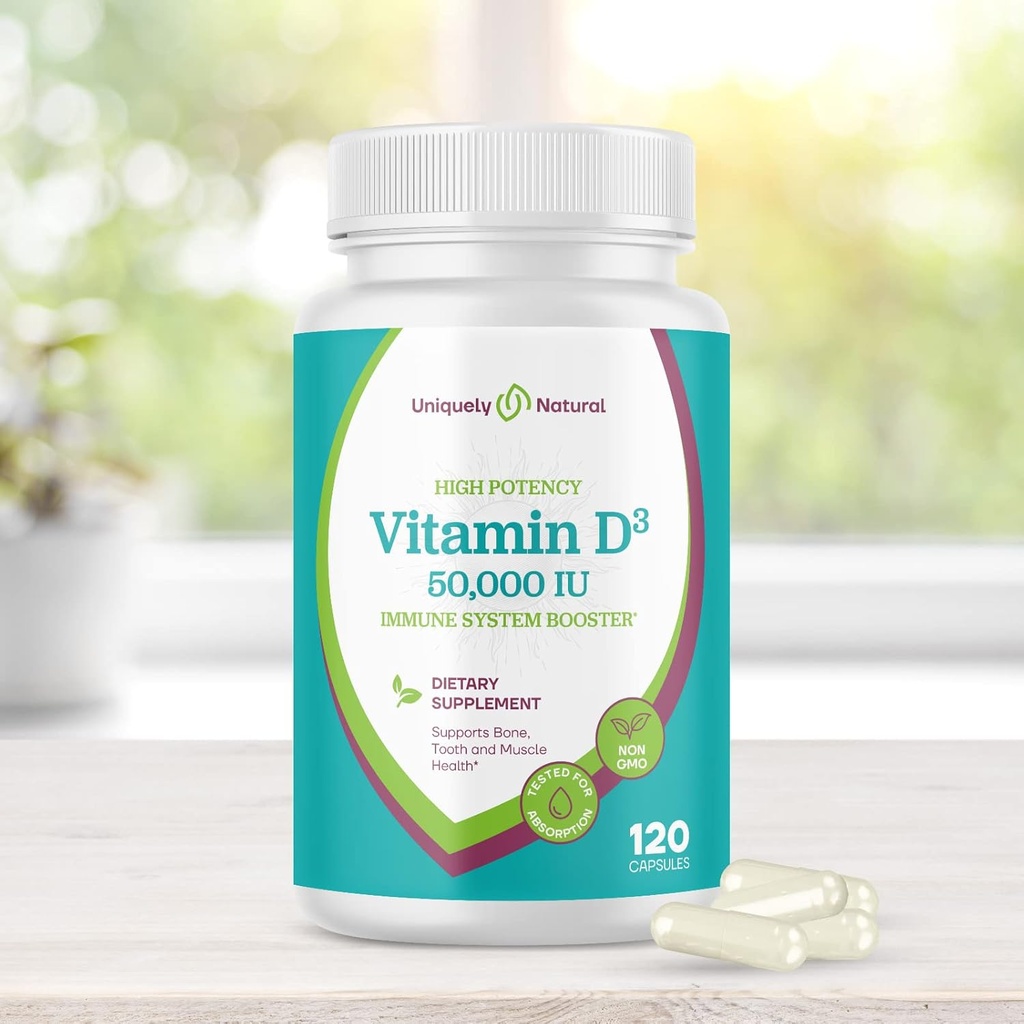 D3-vitamiini 50 000 IU 125 mcg kapselit - 120 Organic Weekly Supplements, ei-GMO: n gluteenittomia pillereitä, vahvoille luuille, hampaat, immuunituki - valmistettu USA: ssa