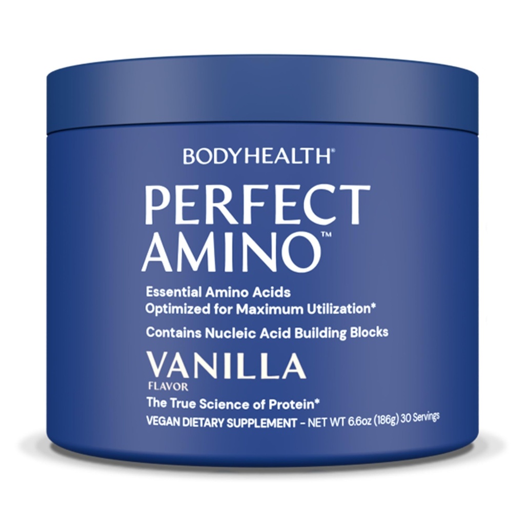 BodyHealth PerfectAmino Powder - BCAA ja EAA Powder for Pre and Post Treout - Aminohappo Energy Drink miesten ja naisten tukea Lean Muscle and Recovery - Vanilla - 30 Tarjoilut