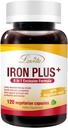 Lovita Iron 18 mg, 6 in 1 Iron Supplement for Women, C-vitamiini, Dong Quai & B12, Vegan-vitamiini tukea Red Blood Cell Production Ilman Ummetusta, 120 kapselia