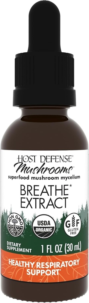 Host Defense hengitys * uute - Immuuneja ja hengitysteiden tuki Sieni neste täydentää - Herbal Lung Health täydentää Chaga, Reishi & Cordyceps - 1 fl oz (30 tarjoilua) *