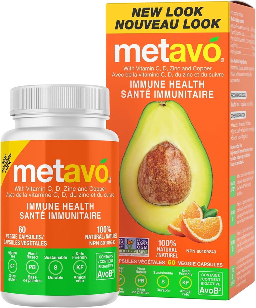 Metavo Immune Health - Natural Immune Support Supplement, Essential Sinck Supplements for Men & Women Rikastettu C-vitamiini, D & Kupari, 60 Vegaani kapselit, 30 Tarjoukset