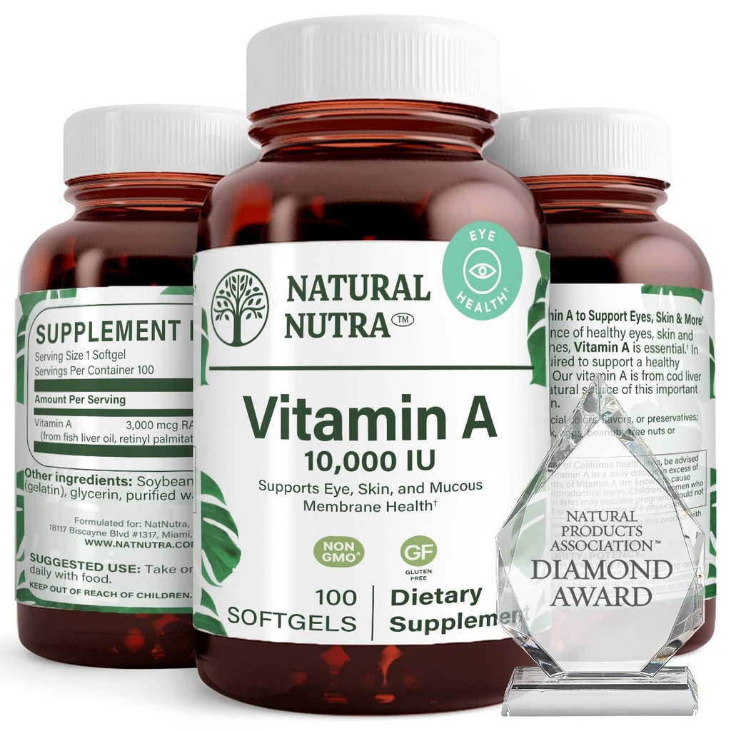 Luonnollinen Nutra A-vitamiini 10 000 IU Softgels ...