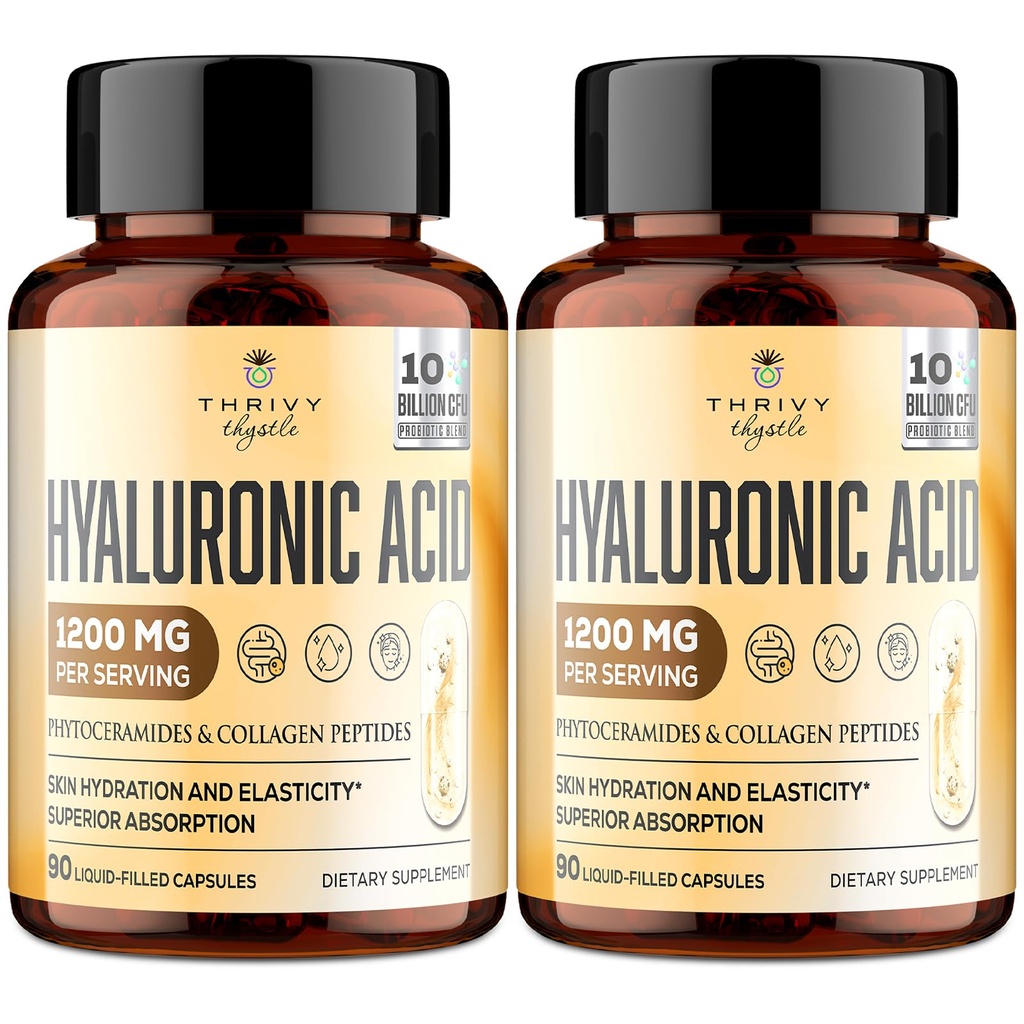 19-in-1 Hyaluronihappokapselit - sylunaarihappo 1200 mg, kollageenipepidit, C-vitamiini, fytoseramidit - iho, silmät, ruoansulatuskanava, Bones Support (2 Pack)