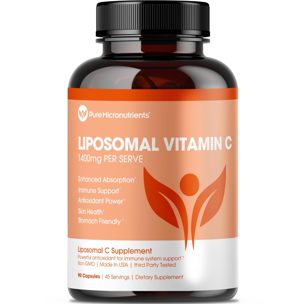 Pure Micronutrients Pure Liposomal Vitamiini C - 1400 mg Per Serve Supplement - 90 kapselia - korkea Imeytyminen VIT C Askorbiinihappo pillereitä