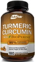 NutriFlair Turmeric Curcumin with BioPerine - 1300mg, 180 kapselia - 95% Standardoitu Curcuminoidit Turmeeric Supplement uute Black Pepper for Optimal Imeytyminen - 180 kapselia