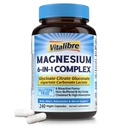 Magnesium Complex Supplement 6 in 1, 1160mg Celated Magnesium for Max Imeytyminen, Ohje parempaan uneen, rentoutuminen & hermon rauhoittaa, 240 vegan kapselit, ei GMO & Gluteenittomat