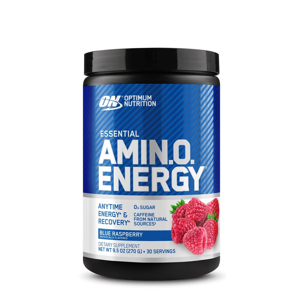 Optimum Nutrition Amino Energy - Pre Treout Green Tea, BCAA, Aminohapot, Keto Friendly, Green Coffee Extract, Energy Powder - Sininen Vadelma, 30 Tarjoilut (Pakkaus May Vary)
