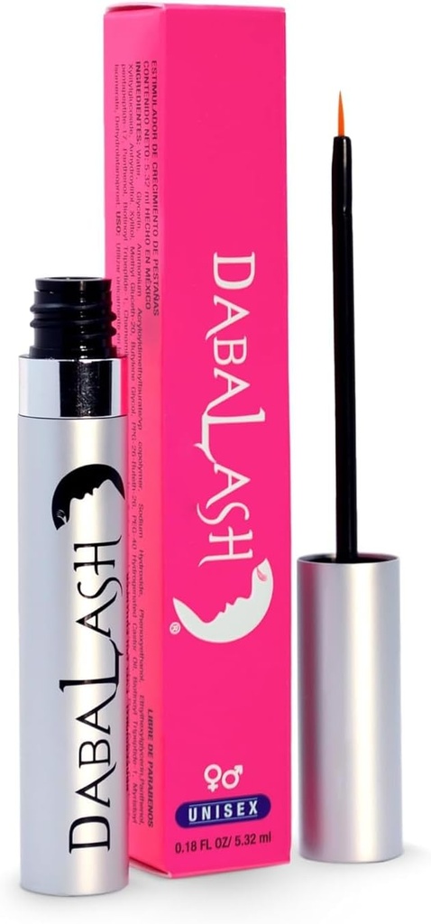 DABALASH Professional Eyelash & Eyebrow Growth Serum med Castor Oil - Främjar Utseendet av Naturligt Längre, Fuller, Tjockare & Starkare Lash + Brow Hair - 0,18 oz